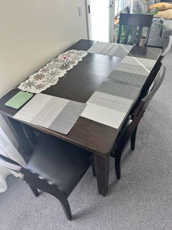 Haddigan Dining Extension Table with 4 chairs and  bench 1