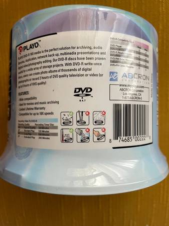 PLAYO new spool of 60-pack blank DVD-R - electronics - by owner - sale ...