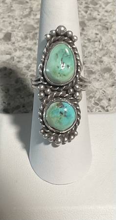 Vintage Navajo Sonoran Gold Turquoise Size 7 1/4 Ring 1