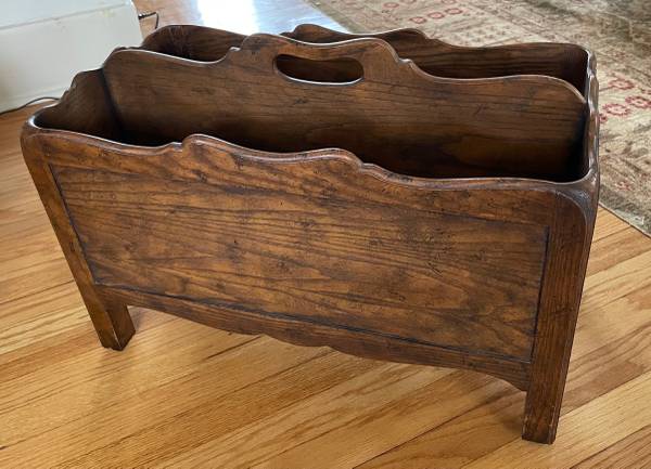 Large Vintage Solid Wood Book or Magazine Holder 1