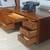 Alma walnut wood mid century executive desk w lock & key 1 thumbnail