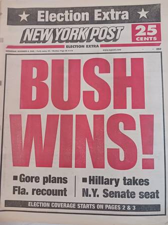 BUSH WINS NY POST 11/8/2000 1
