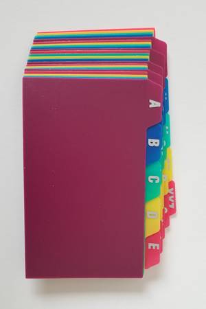 Poly Index Card Guide Set, 3 x 5 In. A-Z, 1/5 Cut Tabs, Assorted Color 1