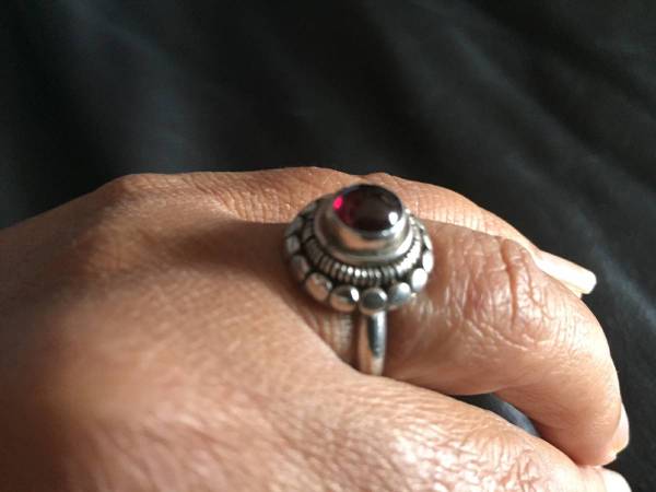 Charming Sterling Silver  Ring (Size 6) with Big Granite Stone Vintage 1