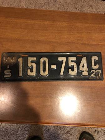 Vintage 1927 Wisconsin License Plate 1