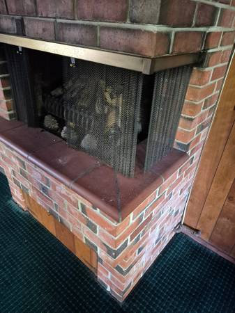 FLASH SALE!! Gas fireplace, cradle, rocks, screen & wood doors $10 1