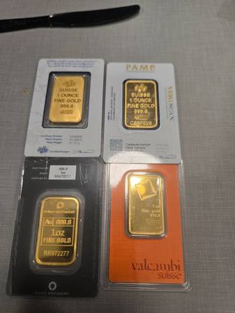 I have 1 oz gold 9999 bars $4500 1