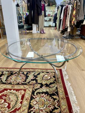 Maison Jansen Chrome & Brass Coffee Table. 1