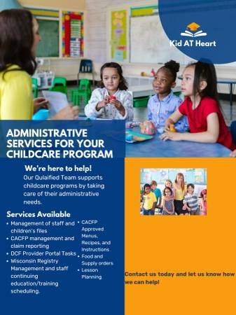 Administrative services for your childcare program. 1