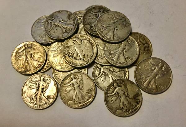 21 Walking liberty silver coins 1