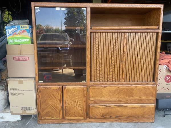 Solid Oak Entertainment Center 1