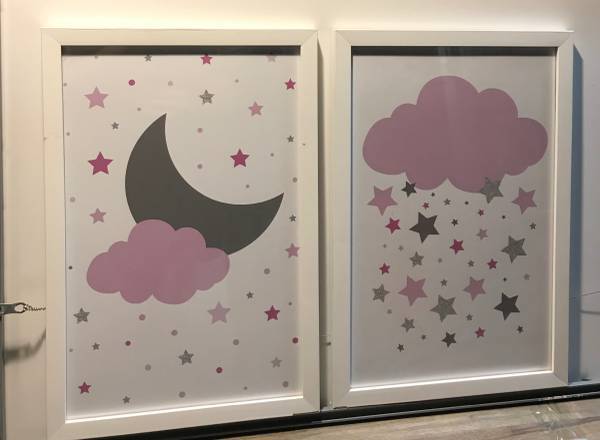 ‘Nighttime Starry Sky’ Artwork [Pair] {Incl. frame and glass!} 1