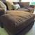 Dark brown down filled sectional movable chaise 1 thumbnail