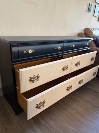 navy blue dresser with mirror & Ivory 7-Drawer Matching - furniture - by owner - sale Why Brides Are Wearing