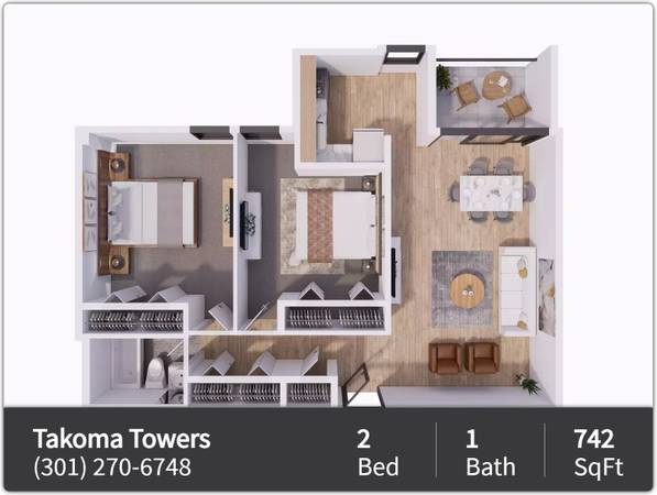 $1,745 / 2br - 742ft2 - Dive into style! 2 BR, 1 BA, 742 Sq Ft of space awaits! (Takoma Park)63896509389827121