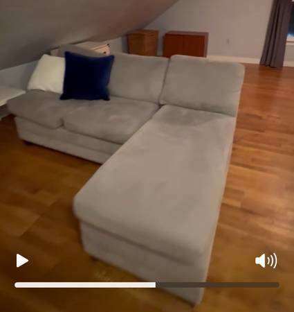 Big Grey Couch; Big Table; 2 pairs chairs 1