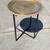 antique HAMMERED METAL round table top w glass insert 3 thumbnail