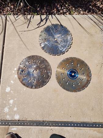Three 16" diamond concrete blades ~ Lots of cuts left on them 1