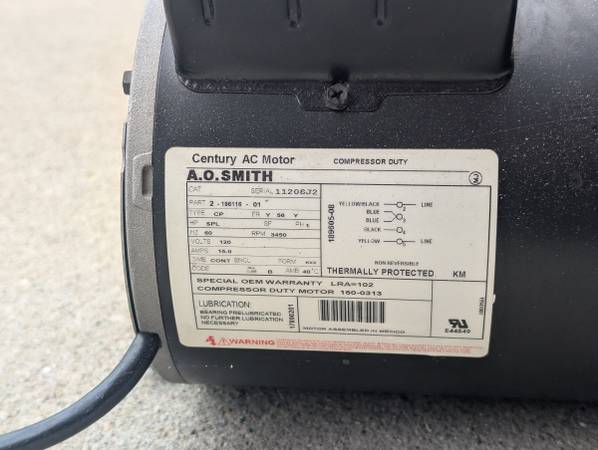 2HP 155 PSI Air Compressor Motor with Direct Drive Pump - $100 (Fairborn)63443911577729121