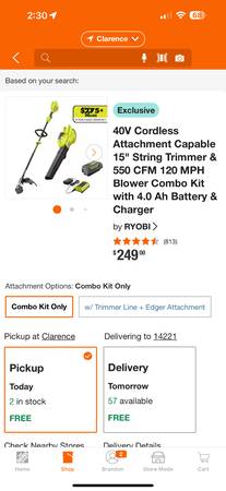 Ryobi Trimmer/Blower combo 40v *New open box* 1