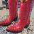 ROGER'S Red Ostrich Leather cowboy boots 1 thumbnail