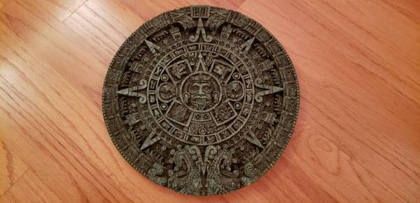 Aztec Calendar Made of Crushed Malachite 1