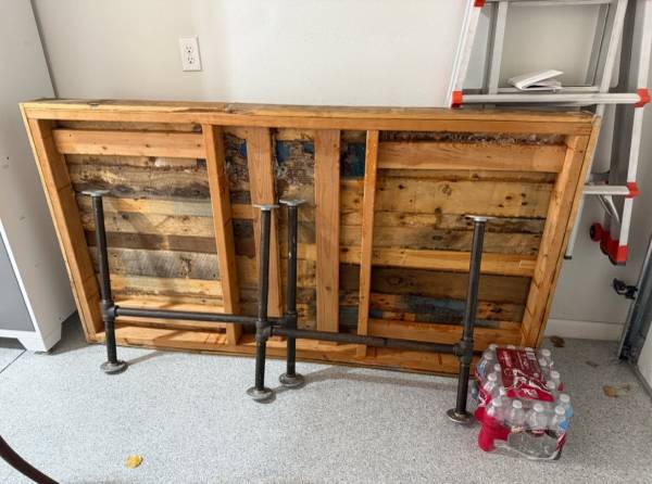 Rustic Handcrafted Dining Table with Poly Epoxy Finished Top 1