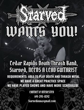 Lead Guitarist wanted for working Death Thrash band (Cedar Rapids)64052090942723120