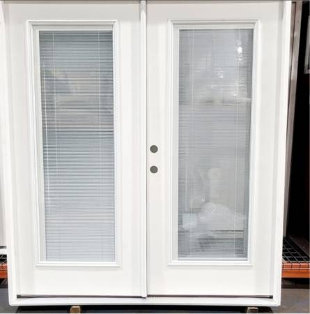 New 72" Full Glass w/Blinds RH Inswing Fiberglass Exterior French Door 1