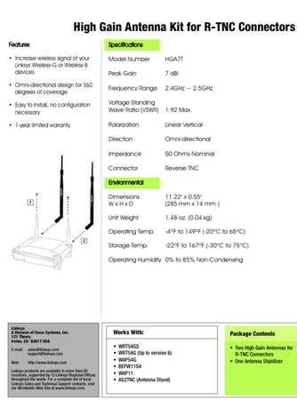 Linksys 7dBi High Gain Antenna - $10 (Beaverton)63471430758145123