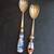 Antique Salad Servers with Blue and White Porcelain Handles 1 thumbnail