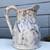 Antique VTG Stoneware Pottery Pitcher Vase White Marine Blue 7.5"x5" 1920s 1930s 11 thumbnail