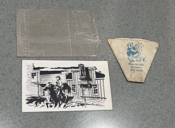 2 1960s Memorabilia Items-First National Bank Post Card-Ajax Paper Cup 1