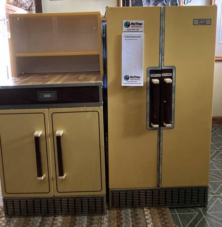 Children’s Refrigerator and Cupboard, Metal, Sears, about 1970s, Cute! 1