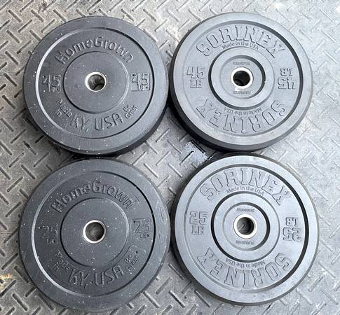 140 lbs Mismatched Bumper Plates 1