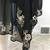 Black Chiffon Scarf Cut Dress with Gold Embroidery by "R&M Richards" 5 thumbnail