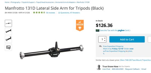 Manfrotto lateral side arm for tripods 1