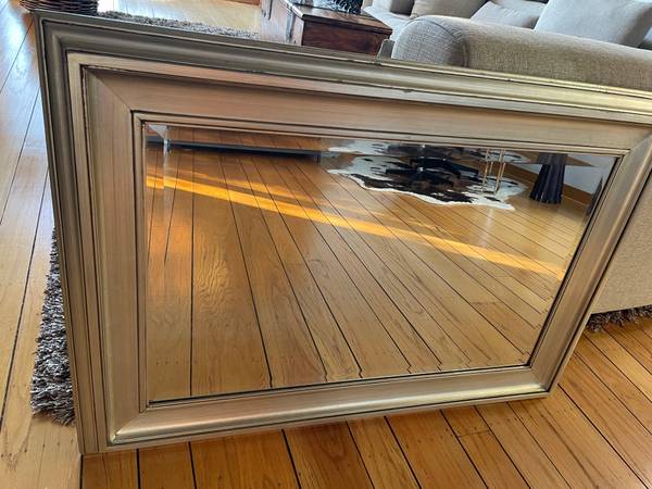 Beautiful rustic silver wood frame mirror 1