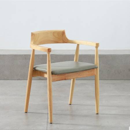 Hiroshima dining chair - natural with grey/green PU leather - set of 6 1