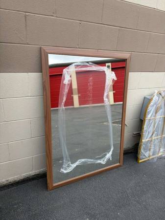 ✨ Large Walnut Frame Wall Mirror – Modern Design (50"x36") ✨ 1