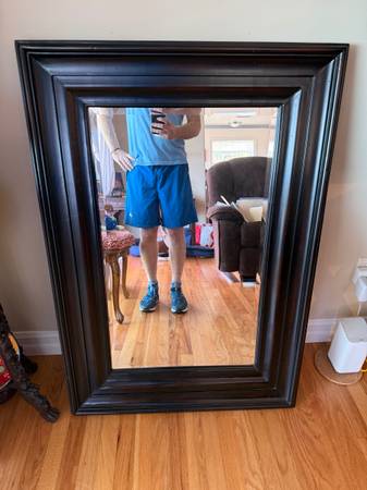 Large rectangular mirror with wood frame 1