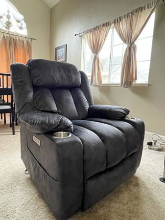 Grey Microfiber Power Lift Recliner (NEW) 1