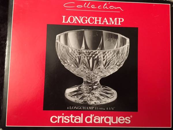 Unique Cristal D'Arques, Longchamp, New set 4 bowls with stems 1
