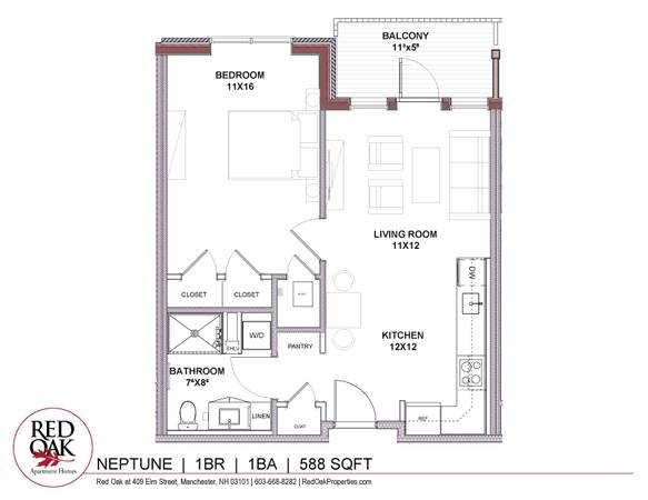 $2,006 / 1br - 588ft2 - VIDEO TOUR 1-Bedroom Penthouse w/ Balcony, In-Home Laundry + Amenities (Elm St., Manchester)63656245050371122