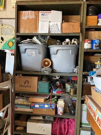 Three Large Older Metal Shelves 1