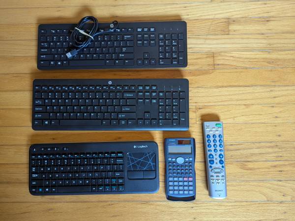Various Keyboards, universal remote, calculator - selling individually 1