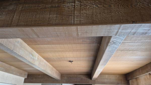 Lumber, 9 ft x 9ft 4" all redwood open beam ceiling 1