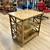 2 Tier Tan Wood Side Table/Bar Cart on Brass Casters 3 thumbnail