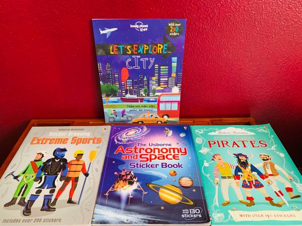 Set of 4 Sticker Books: NWT Let’ s Explore City & 3 More Usborne: Sports, Astr 1