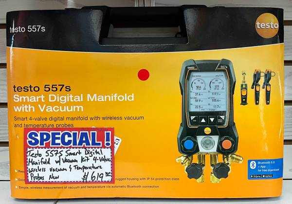 Testo 557s Smart Digital Manifold W/ Vacuum Kit 4-Valve Wireless Vacuum & Temp. 1